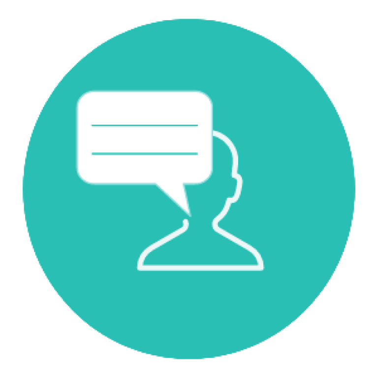 Outline of person with speech bubble